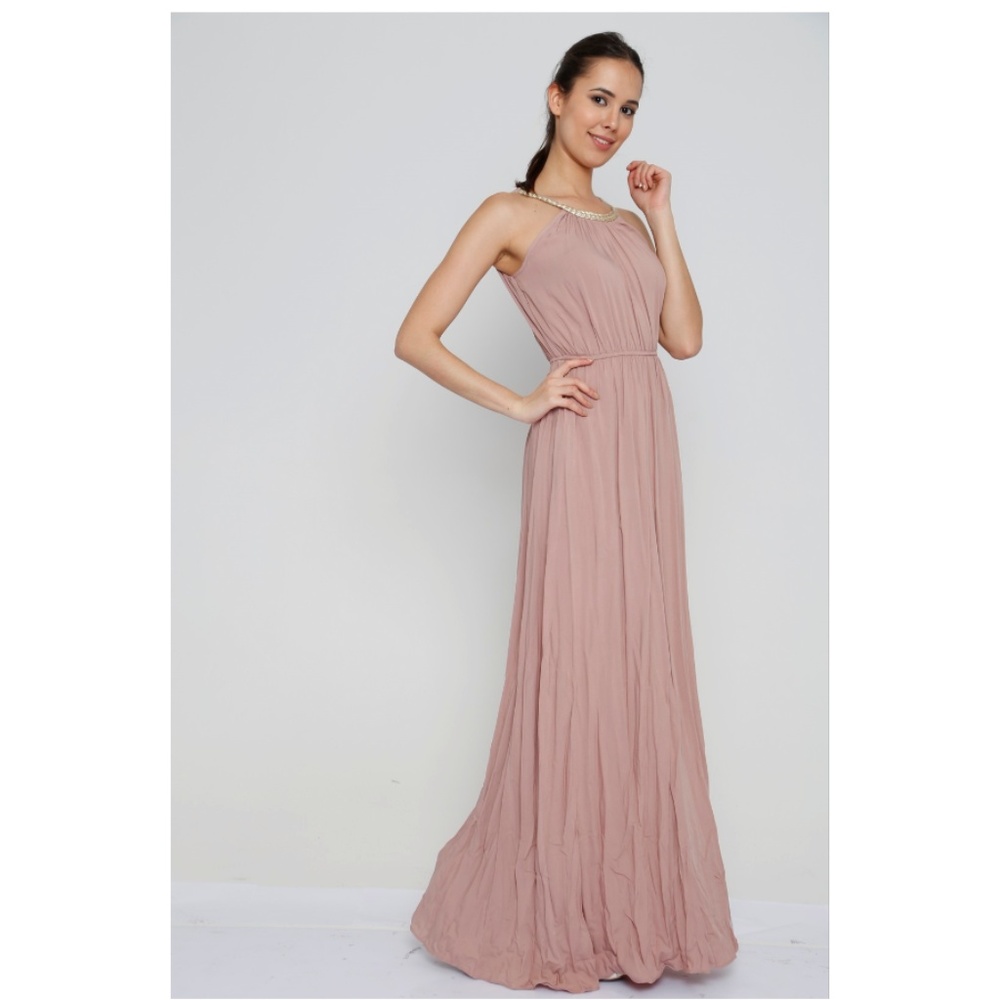 Grecian Style dusty rose maxi dress
